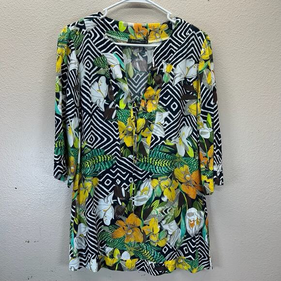 Lenny Niemeyer Floral Graphic Tie Tassel Swim Pool Cover Dress Size Small Beach - Picture 1 of 7